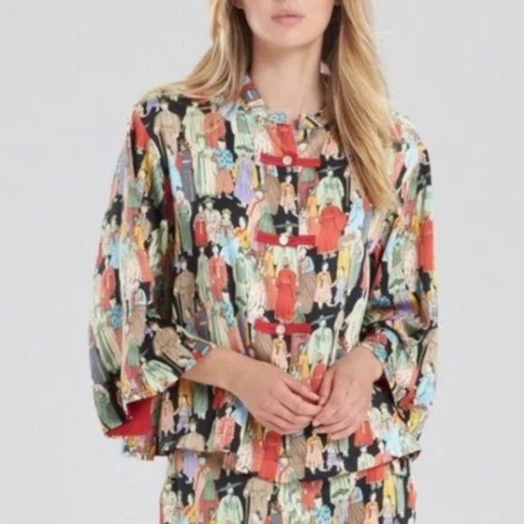 Natori Women's Dynasty Asian/Korean Theme Pajama Top Large - Picture 5 of 16